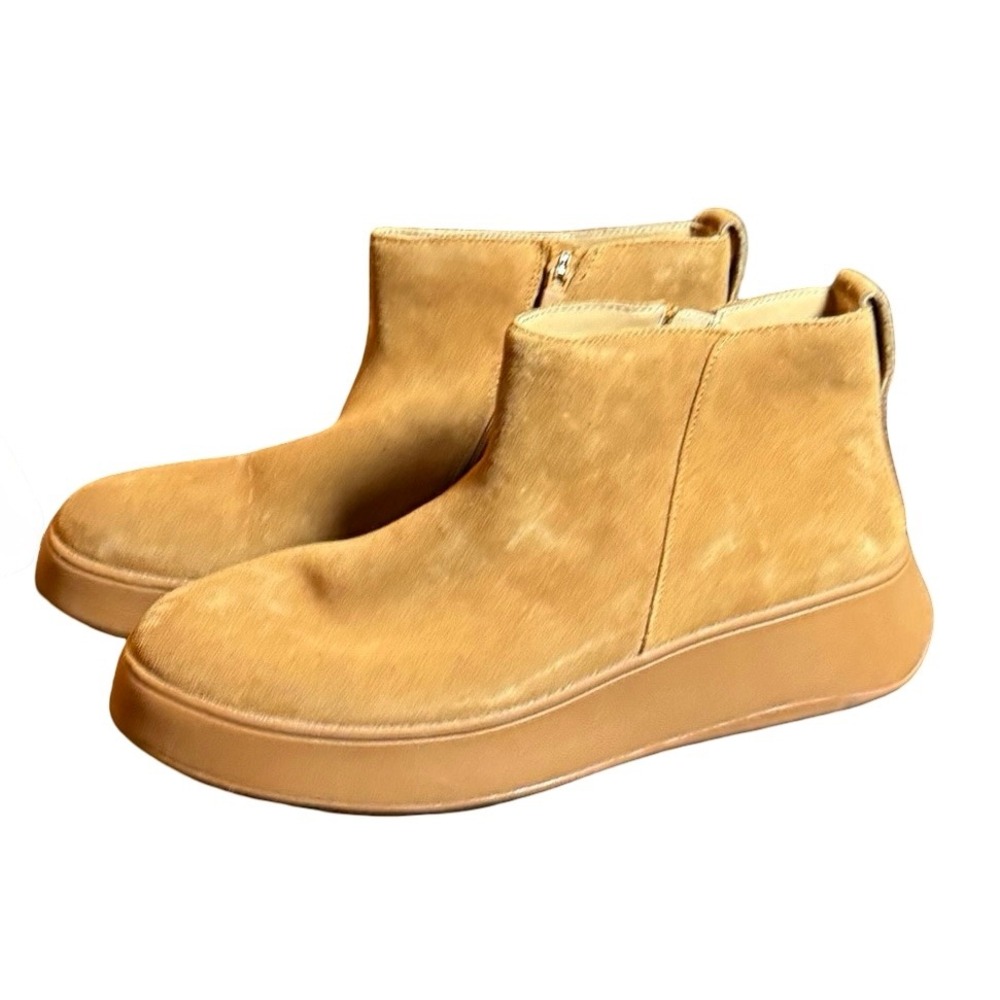 FitFlop F-Mode Suede Flatform Zip Ankle Boots Brown Tan Womens Size 10 Like New